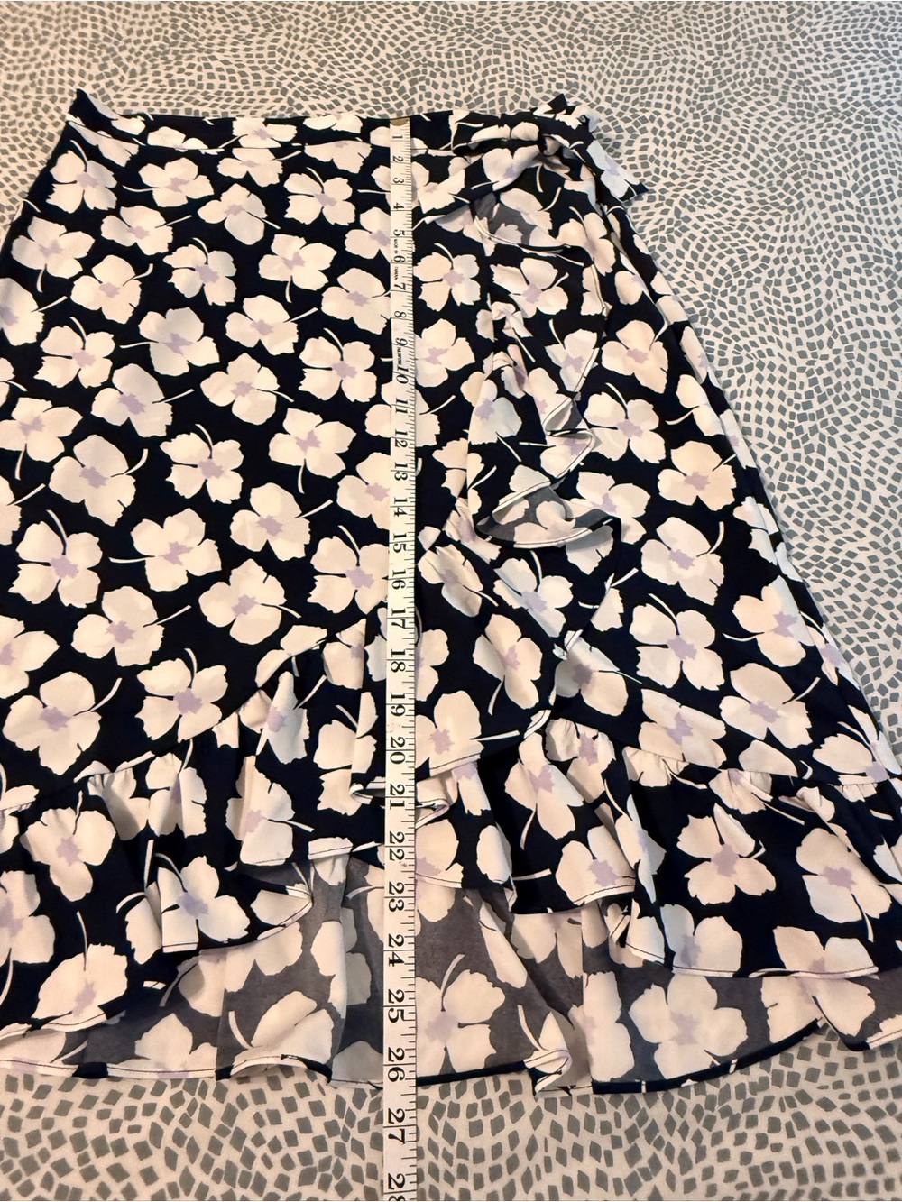 LOFT | Navy Floral Wrap Midi Skirt with Ruffle Hem - Picture 8 of 10